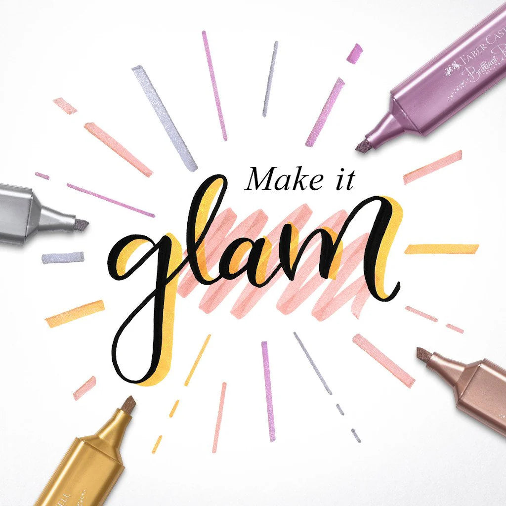 4 Marcatextos metálicos Faber Castell