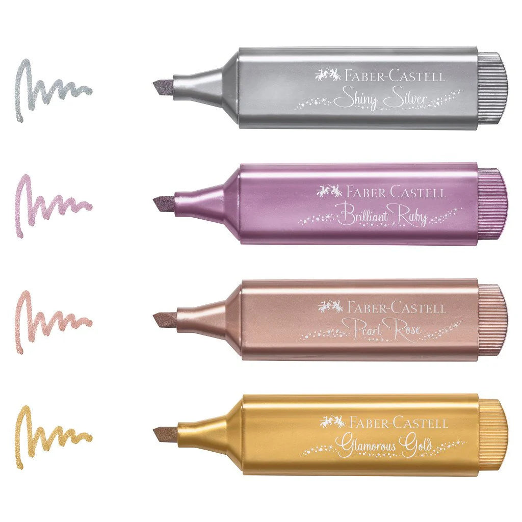 4 Marcatextos metálicos Faber Castell