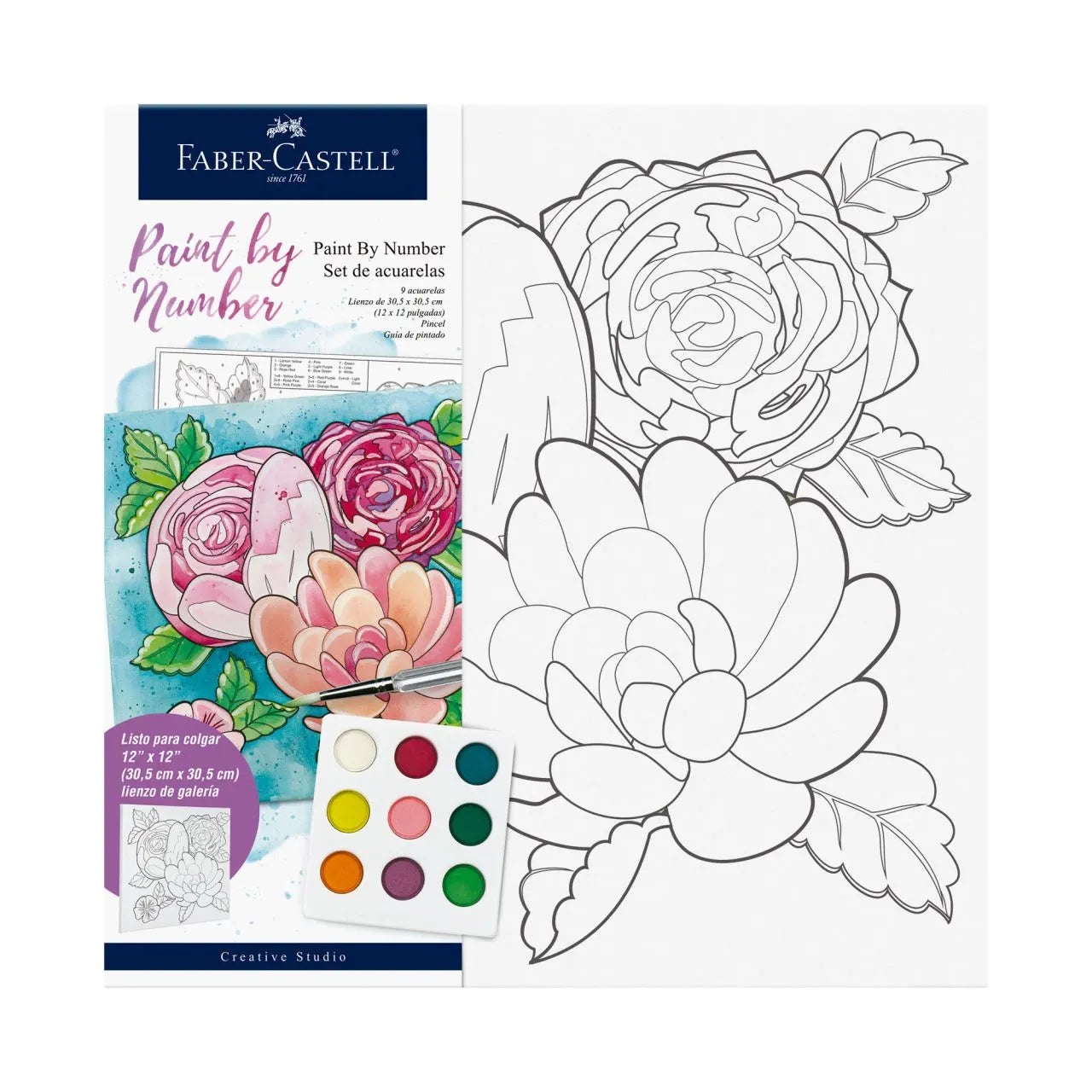 Set pinta por números flores Faber Castell