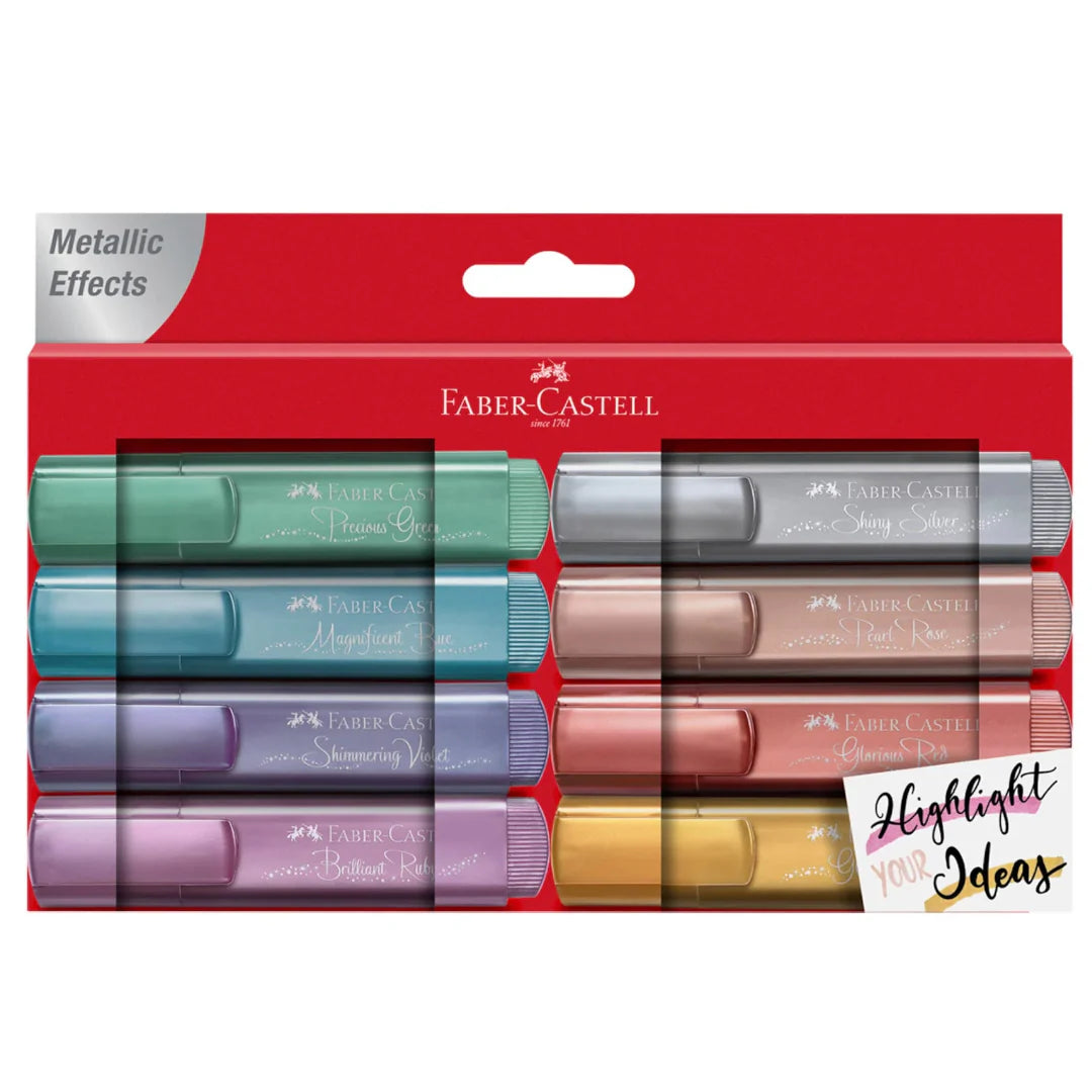 4 Marcatextos metálicos Faber Castell