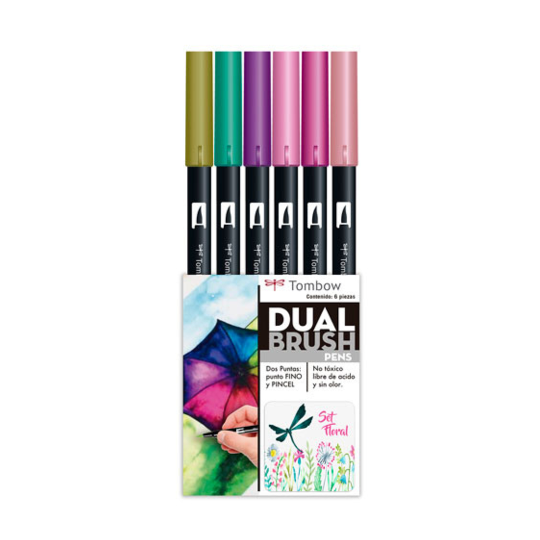 Marcadores Dual Brush Tombow set floral c/6