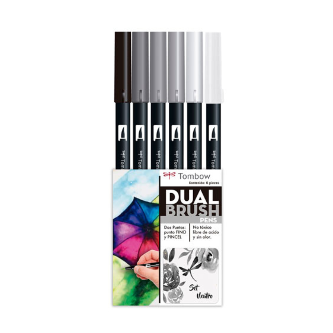 Marcadores Dual Brush Tombow set neutro c/6
