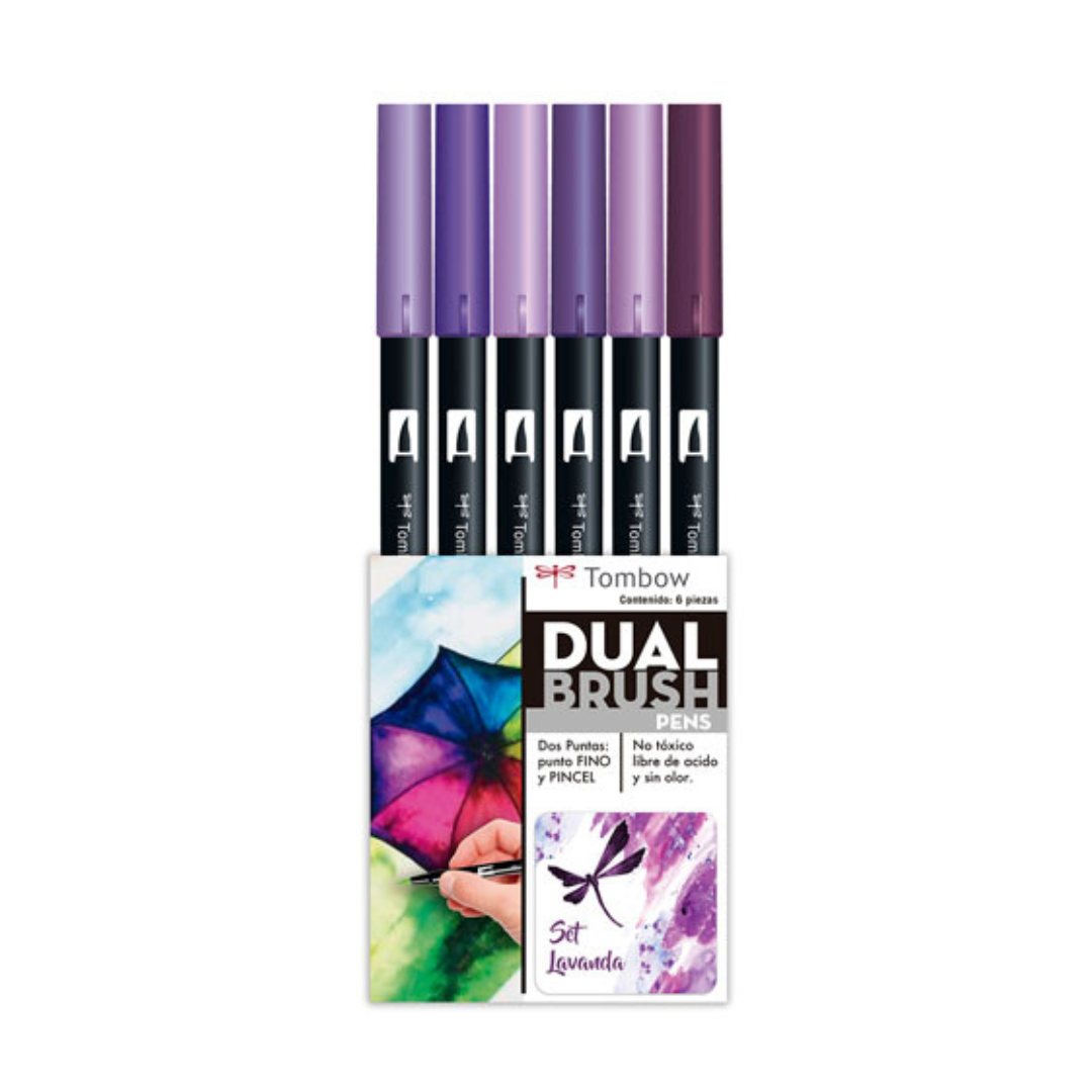 Marcadores Dual Brush Tombow set lavanda c/6