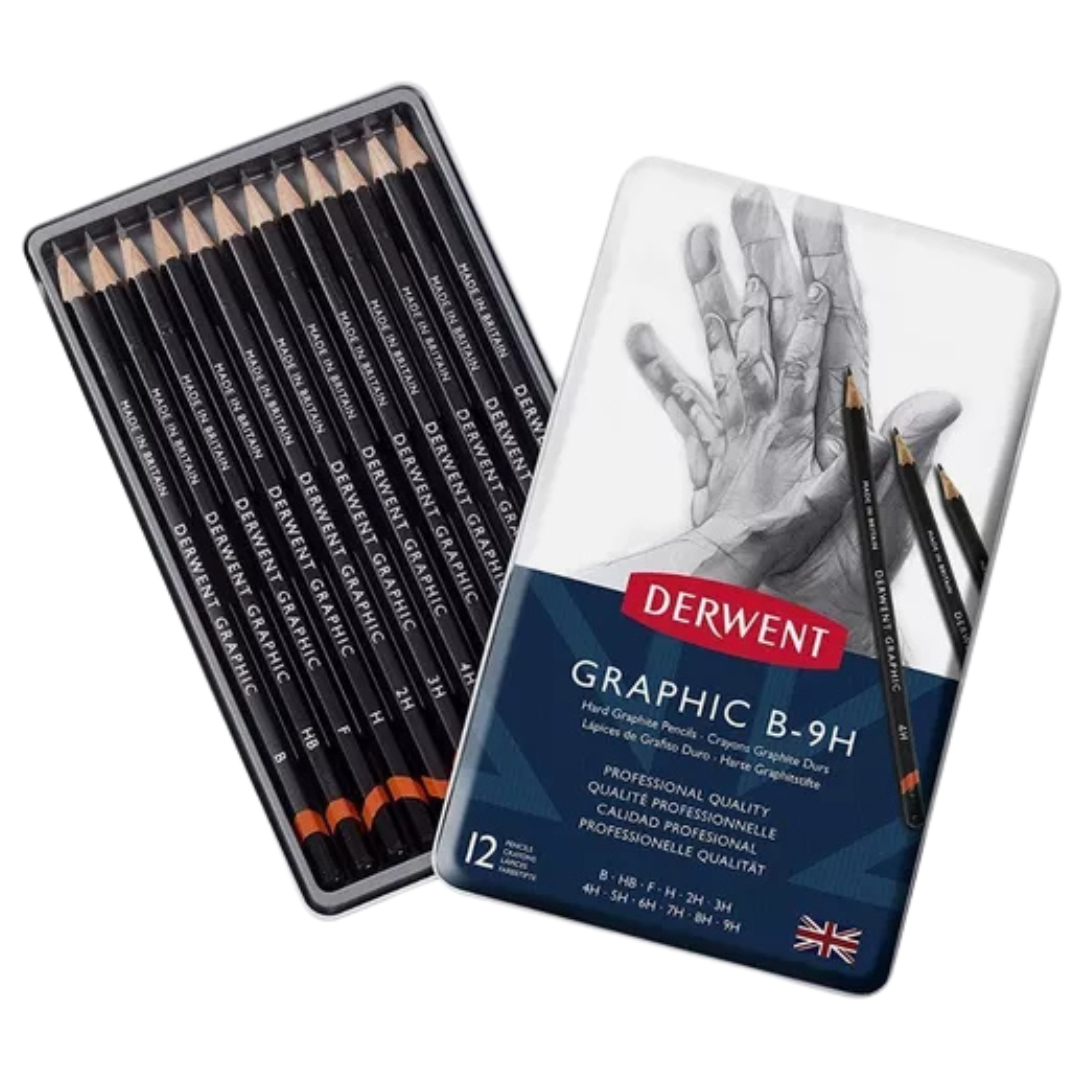 Set de 12 lápices de grafito Derwent B-9H