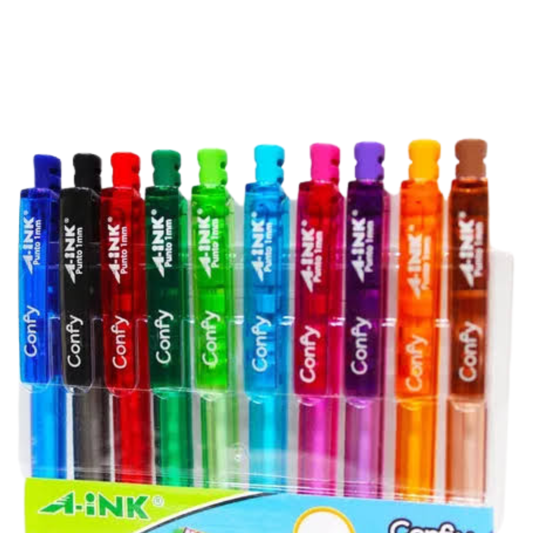 Juego de bolígrafos retráctiles c/10 A-INK