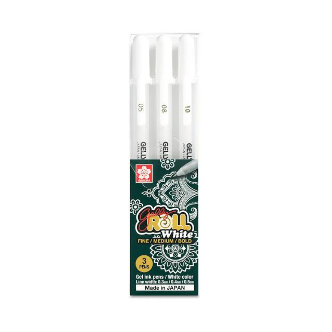 Juego de 3 bolígrafos blancos Gelly Roll