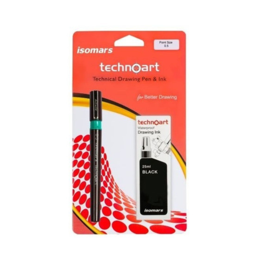 Blíster de Technoart estilógrafo recargable 0.5mm con tinta negra