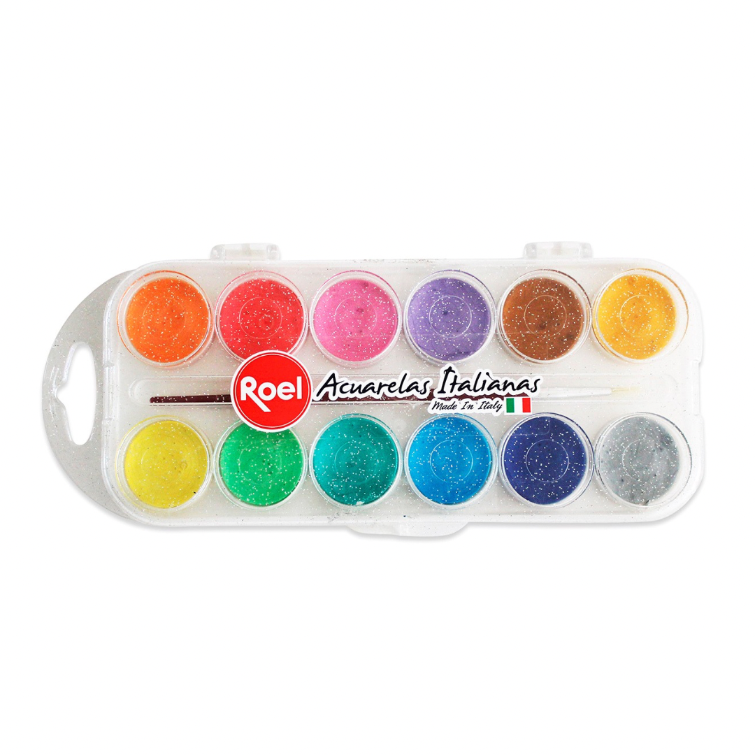 Acuarelas italianas aperladas Roel c/12 pastillas