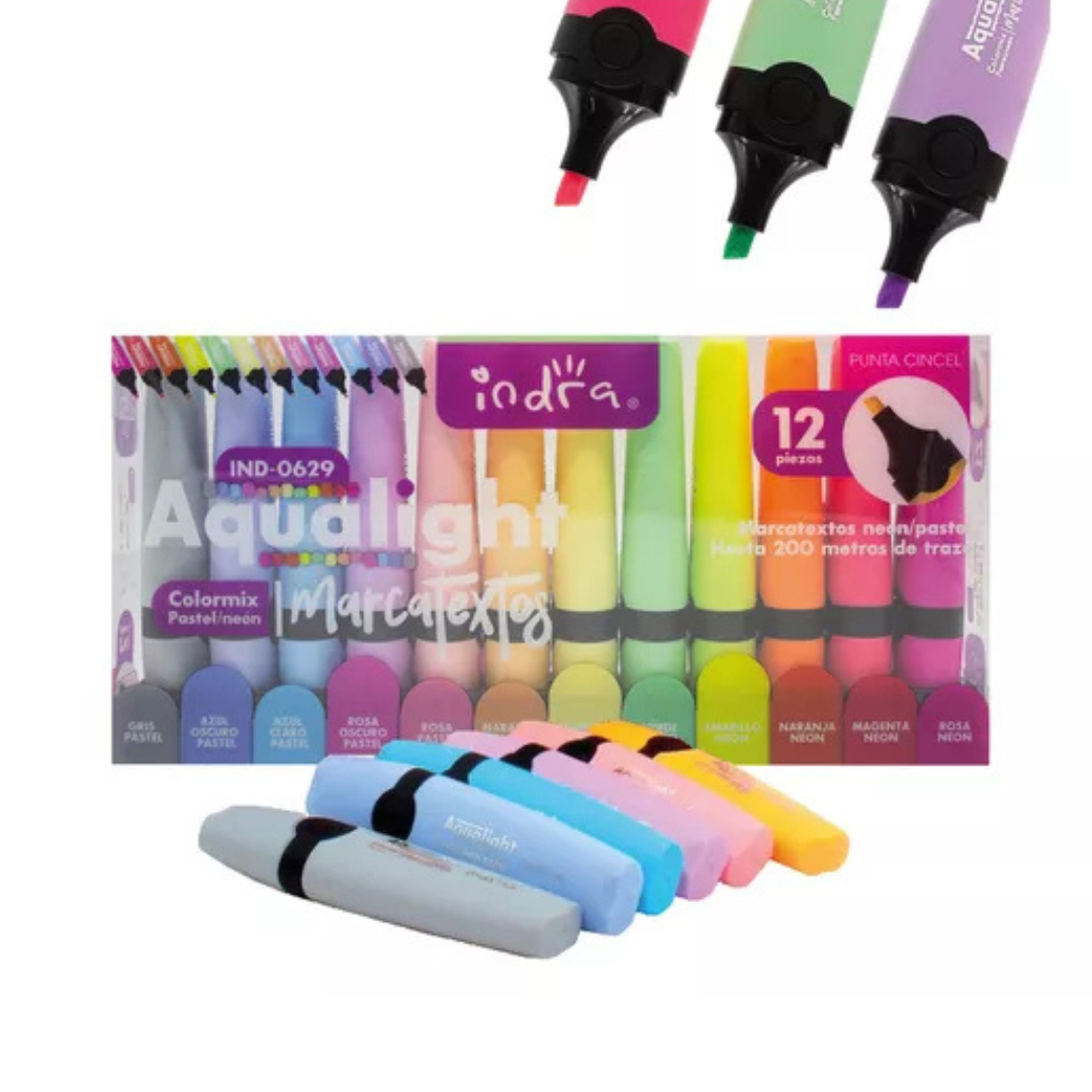 Estuche de 12 marcatextos Indra