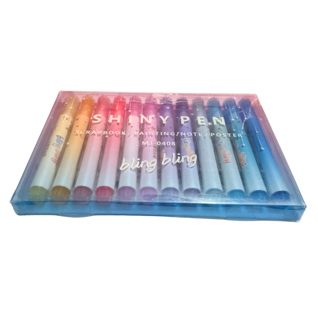Marcatextos con glitter c/12 shiny pen