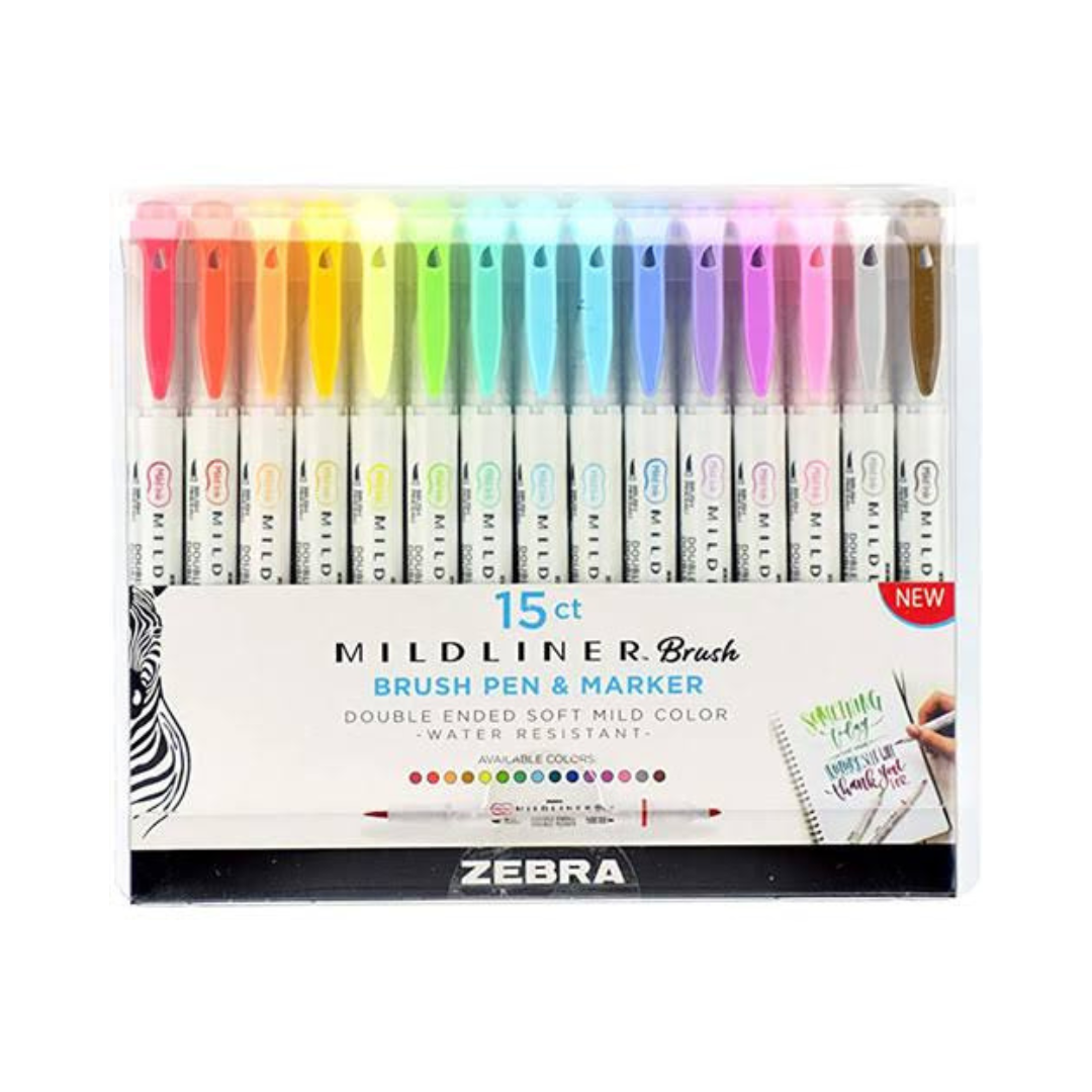 15ct Mildliner Brush Pen & Marker Zebra