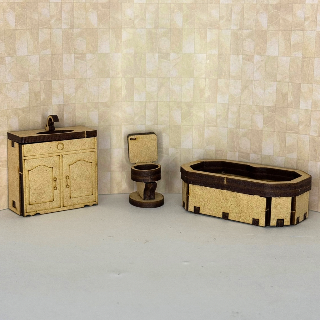 Baño con tina mdf esc 1:25