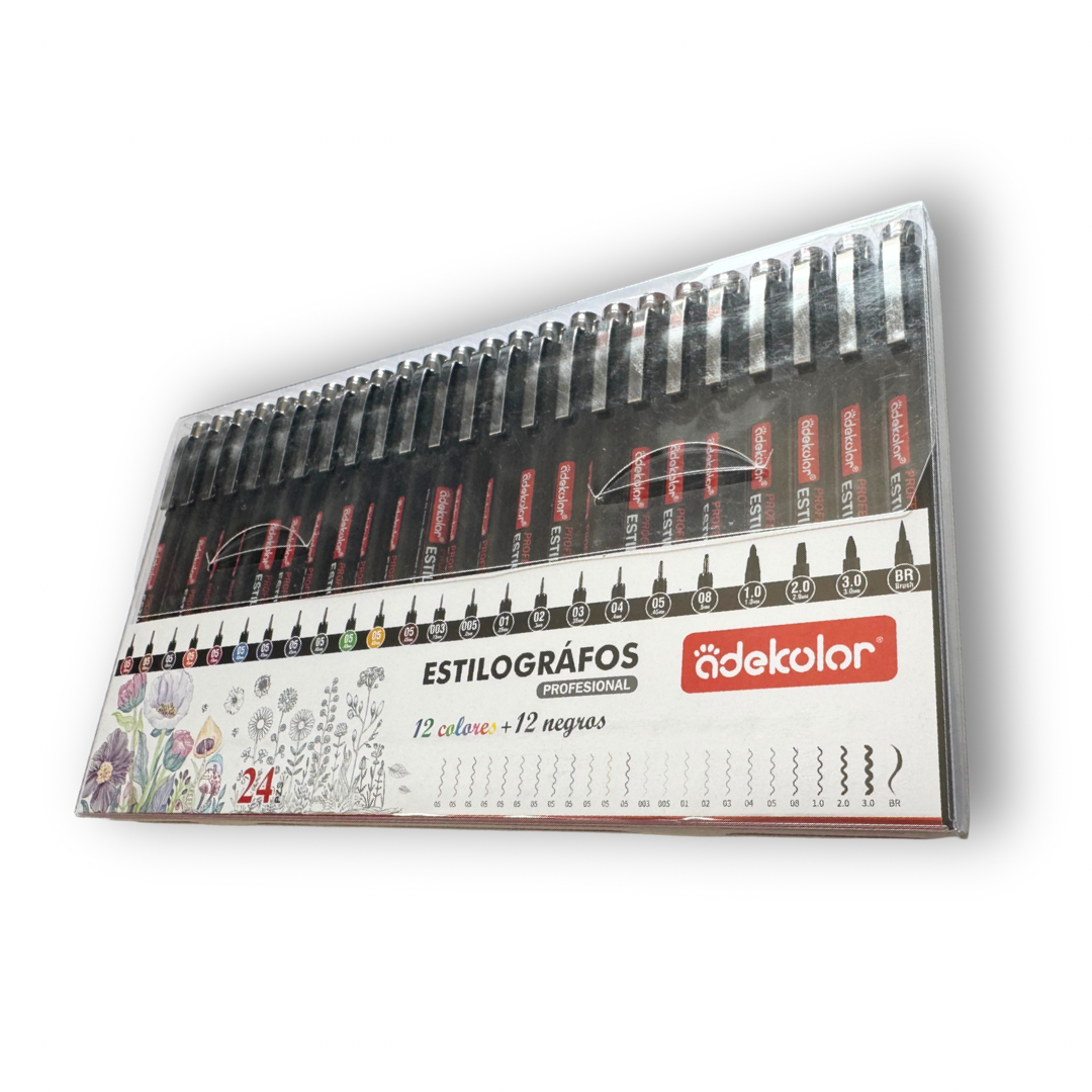 Set de estilógrafos adekolor con 24