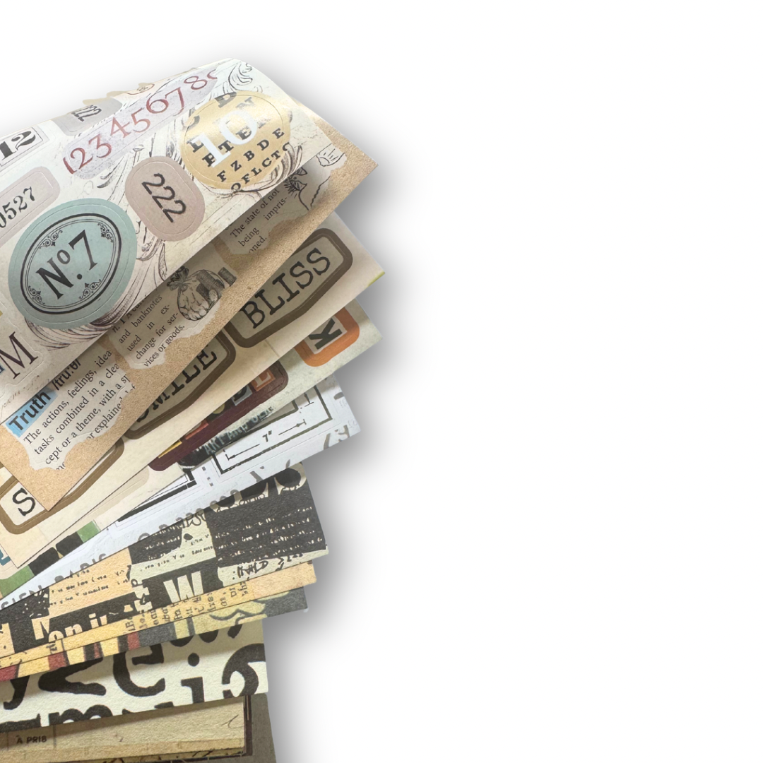 Revista de Stickers con hojas decoradas faded phrases