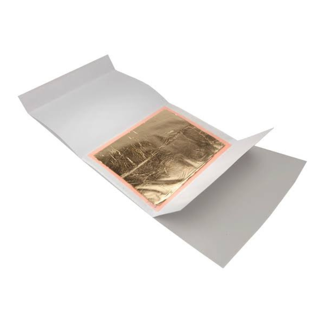 Paquete de hojas de oro falso de 14x14cm con 25