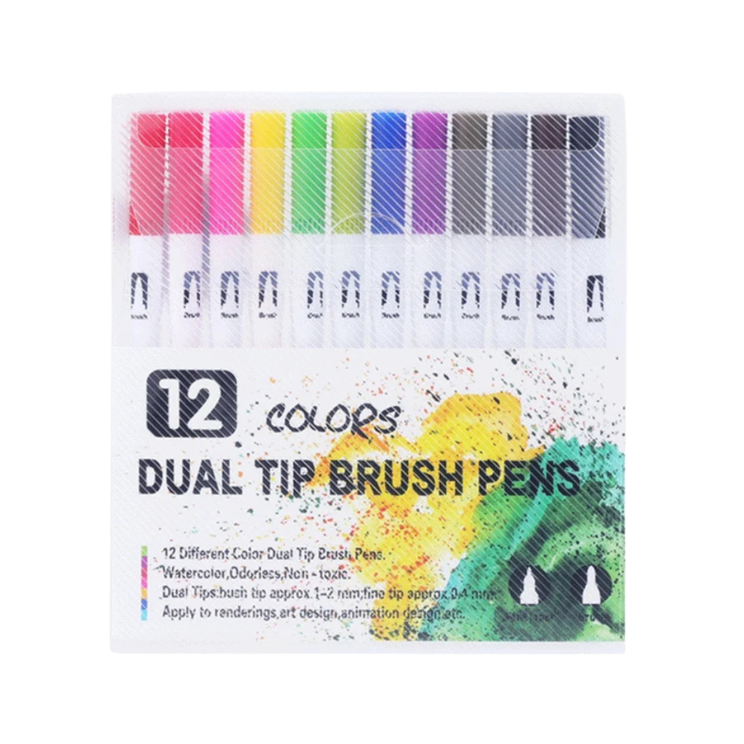 Plumones dual tip con 12