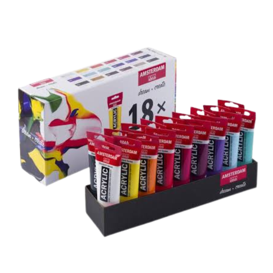 Set de acrílicos Ámsterdam con 18 pinturas de 120ml