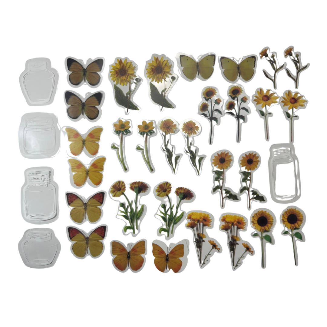 Stickers de girasoles y mariposas