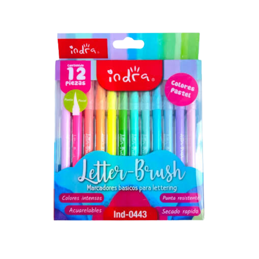 Plumones Letter-Brush Indra con 12