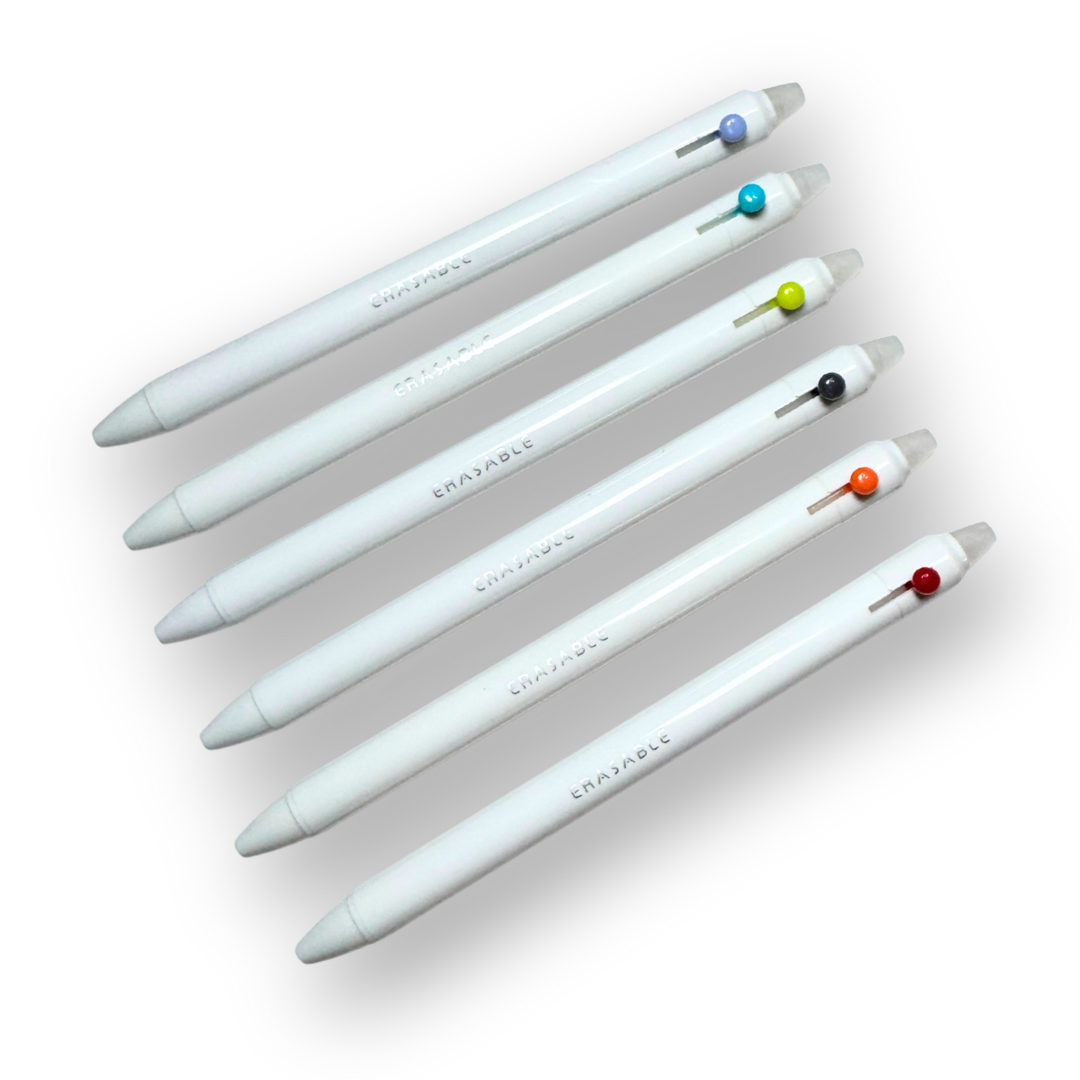 Juego de 6 bolígrafos borrables de colores