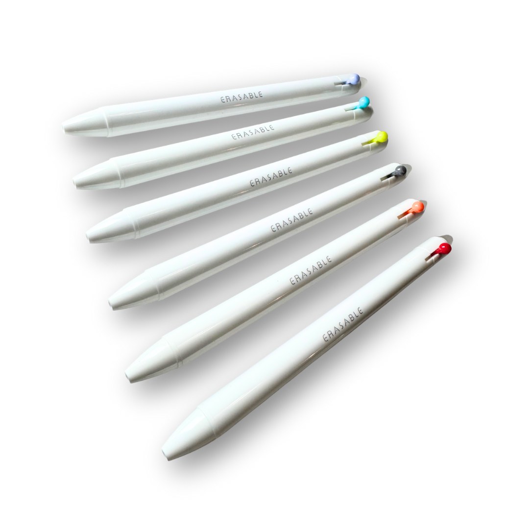 Juego de 6 bolígrafos borrables de colores