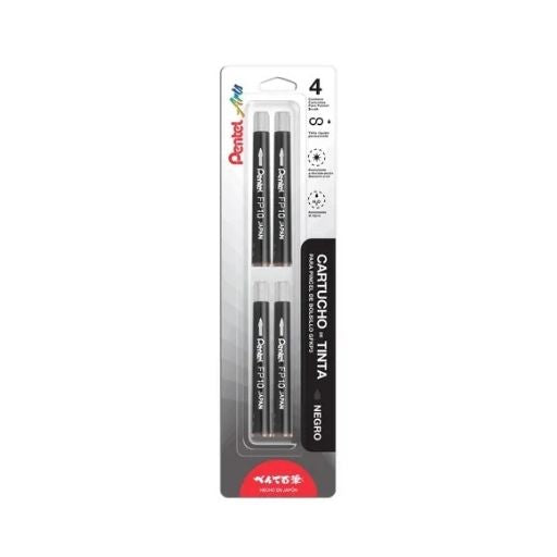 Cartuchos de tinta para pincel de bolsillo Pentel GFKP3 4 pzas