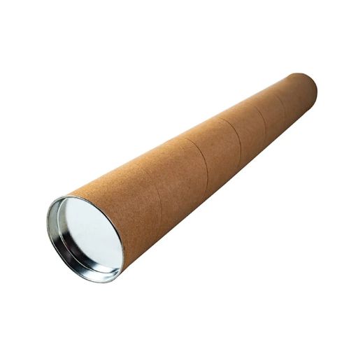 Tubo de cartón kraft con tapa metálica 105cm x 7cm
