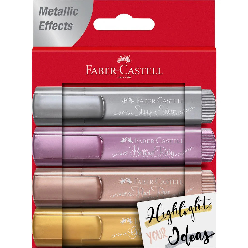 4 Marcatextos metálicos Faber Castell