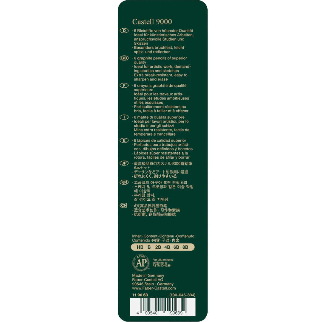 6 lápices de grafito Faber Castell 9000