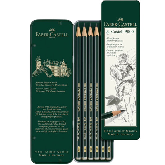 6 lápices de grafito Faber Castell 9000