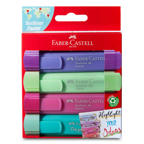 4 Marcatextos pastel Faber Castell