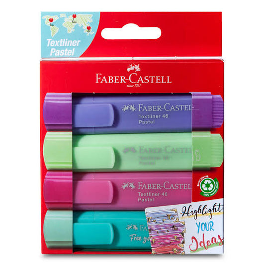 4 Marcatextos pastel Faber Castell