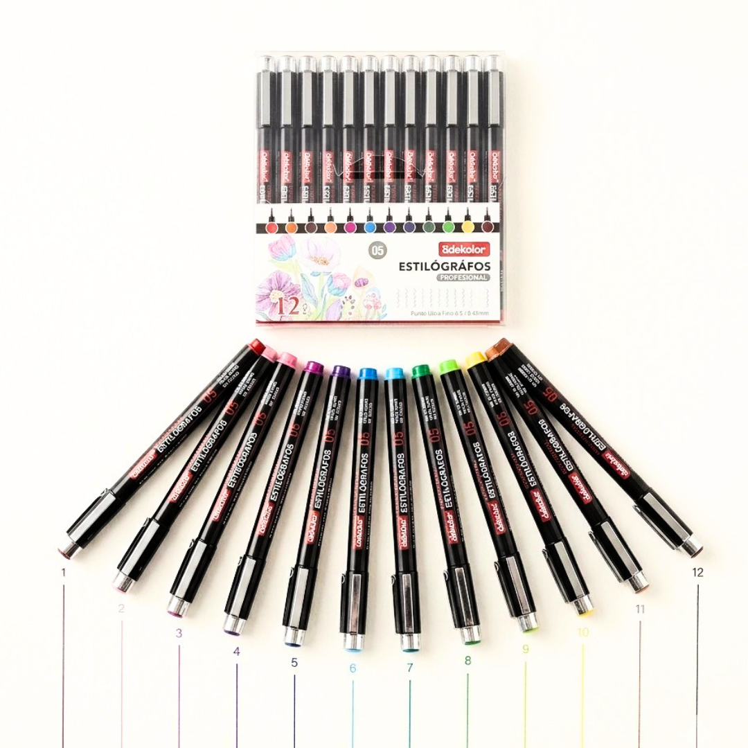 Set de estilógrafos de color adekolor con 12