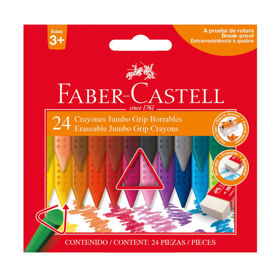 Crayones jumbo grip borrables Faber Castell