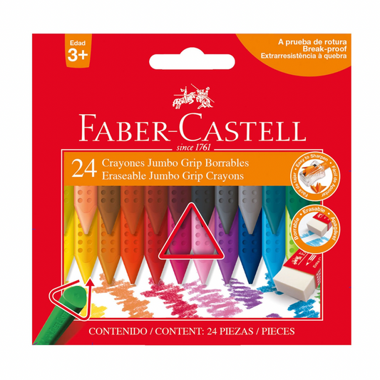 Crayones jumbo grip borrables Faber Castell