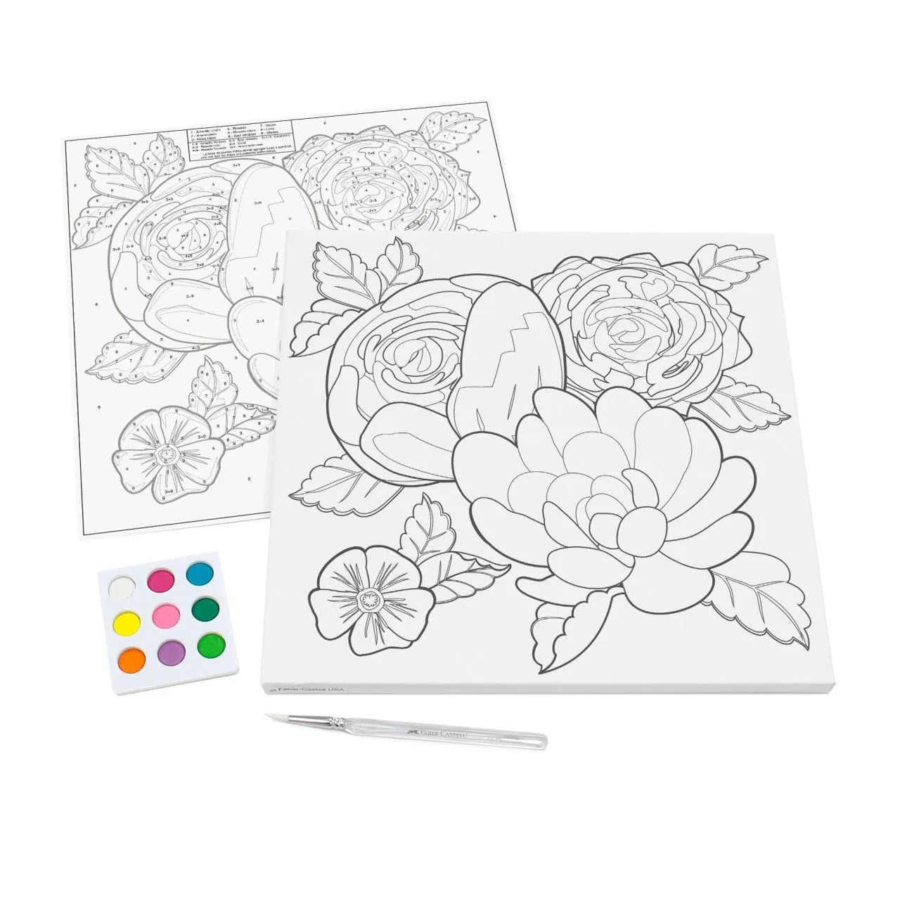 Set pinta por números flores Faber Castell