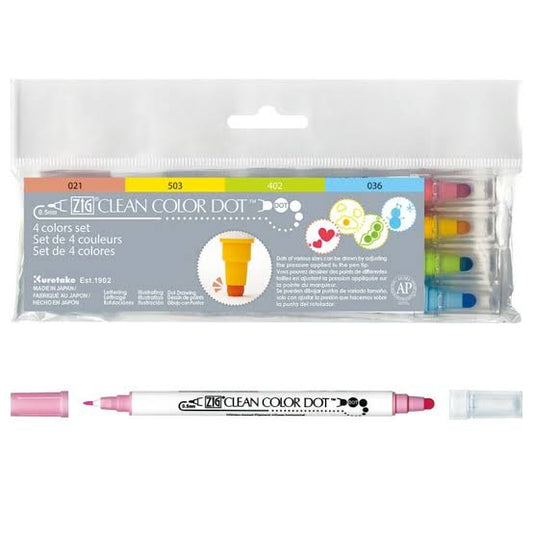 Estuche c/4 Kuretake ZIG clean color dot