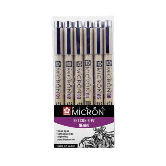 Set c/6 estilógrafos pigma micron Sakura