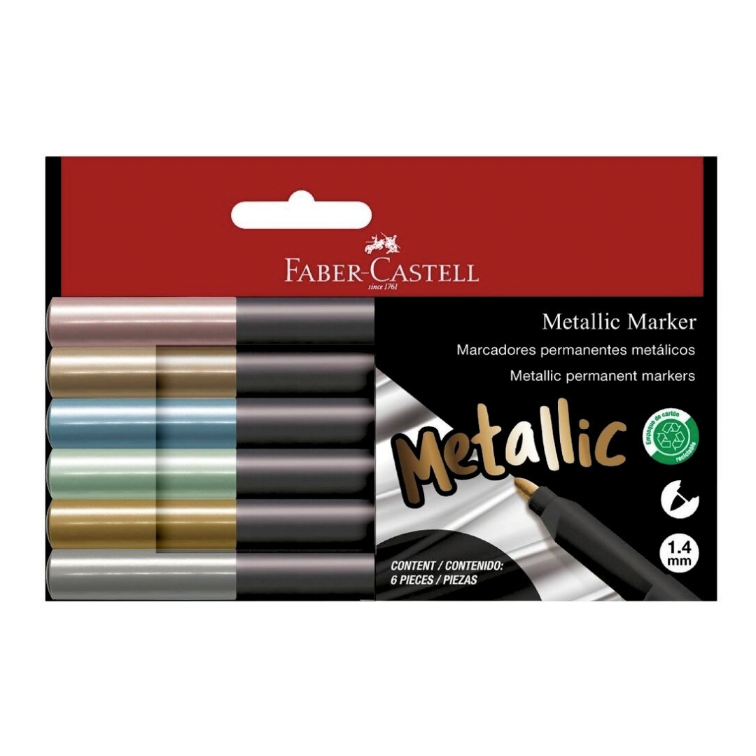 Marcadores permanentes metálicos Faber Castell c/6