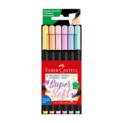 6 Plumones SuperSoft Faber Castell