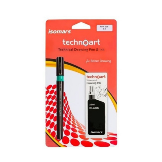 Blíster de Technoart estilógrafo recargable 0.5mm con tinta negra