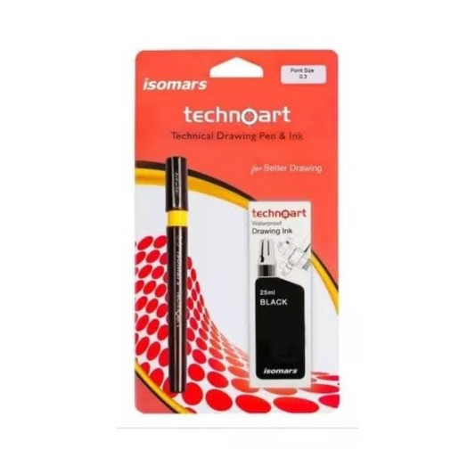 Blíster de Technoart estilógrafo recargable 0.3mm con tinta negra