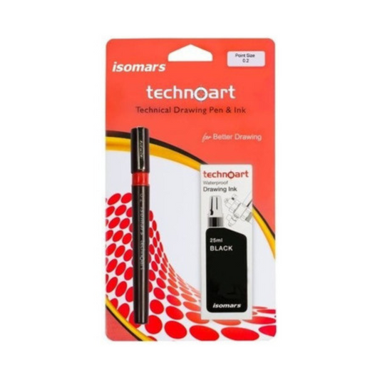 Blíster de Technoart estilógrafo recargable 0.2mm con tinta negra