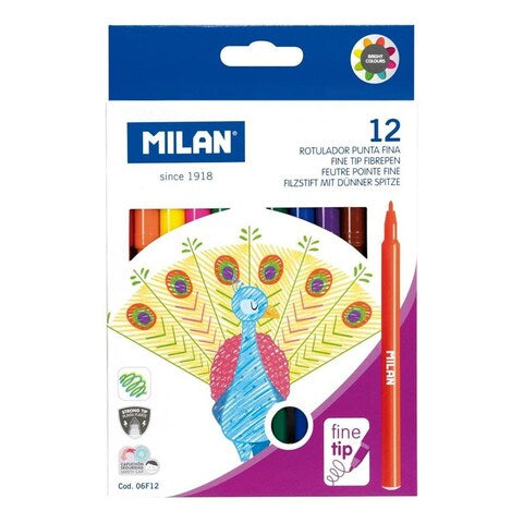 Set de 12 plumones de punto fino de 2mm Milan