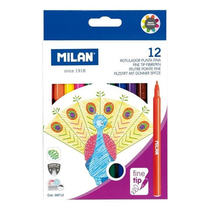 Set de 12 plumones de punto fino de 2mm Milan