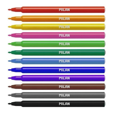 Set de 12 plumones de punto fino de 2mm Milan