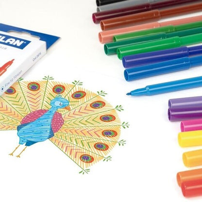 Set de 12 plumones de punto fino de 2mm Milan