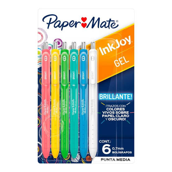 Set de bolígrafos Paper Mate inkjoy gel c/6