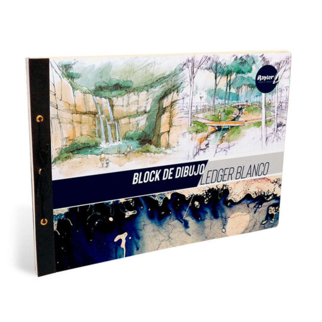 Bloc ledger blanco con agujeta 44x31.5cm