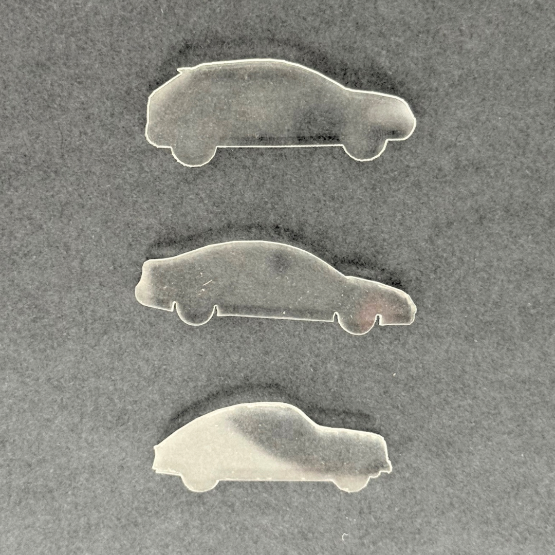 Siluetas de autos transparentes c/3 esc 1:75